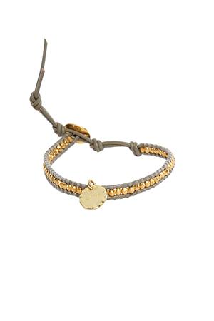 Chan Luu Gold Bead On Coconut Leather Bracelet With Love Charm