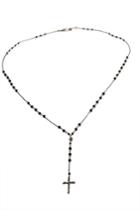 Chan Luu Matte Onyx Cross Charm Necklace