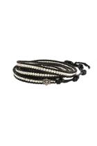 Chan Luu Silver Bead On Black Leather Wrap Bracelet