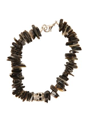 Duchess Of Malfi Black Lip Shell Bracelet With Skull