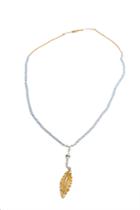 Chan Luu Periwinkle Necklace With Gold Leaf Charm