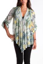 Elizabeth And James Tokyo Top In Sheer Floral