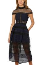 Self-portrait Crosshatch Panelled Midi Dress