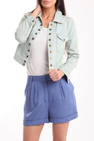 Charlotte Ronson High Waisted Shorts In Cerulean