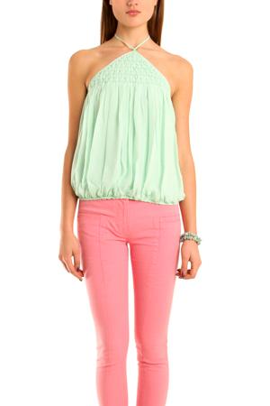 L'agence Diamond Pleat Halter Top In Mint