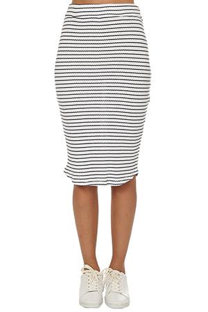 Monrow Stripe Rib Pencil Skirt