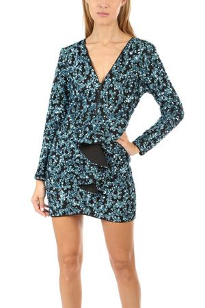 Self-portrait Zip Front Sequin Frill Mini Dress