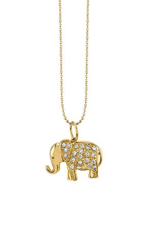Sydney Evan Small Diamond Elephant Necklace - Yellow Gold