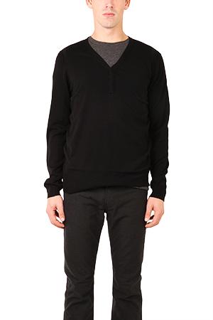 Helmut Lang Merino Henley Sweater Black