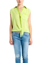 Equipment Diem Tie Front Blouse In Lime