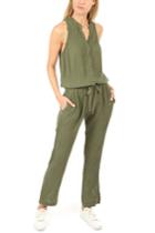 Bella Dahl Straight Leg Jumpsuit Olive Branch
