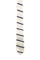 Alexander Olch White Knit Blue Stripe Tie