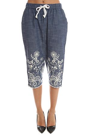 Sea Hand Stitched Cropped Pant