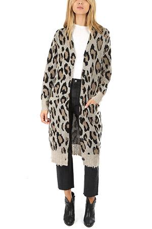 R13 Long Leopard Cardigan