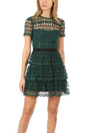 Self-portrait Tiered Guipure Mini Dress