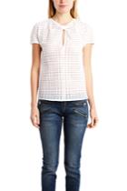 Pierre Balmain Eyelet Bow Blouse