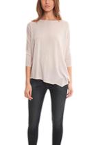 Blue&cream Drop Shoulder Asymmetrical Sweater