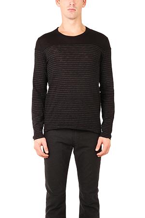 Atm Striped Crew Contrast Yoke Shirt