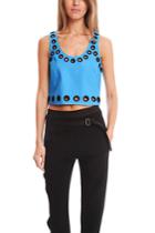 3.1 Phillip Lim Cropped Tank W/ Embroidered Eyelet Detail