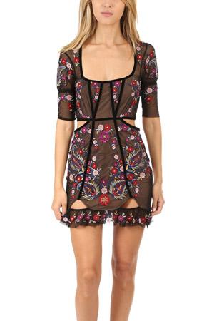 For Love & Lemons Ester Embroidery Mini Dress