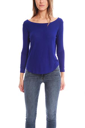Enza Costa Rib Long Sleeve Baseball Shirt