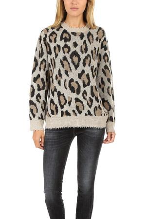R13 Leopard Cashmere Crewneck Sweater