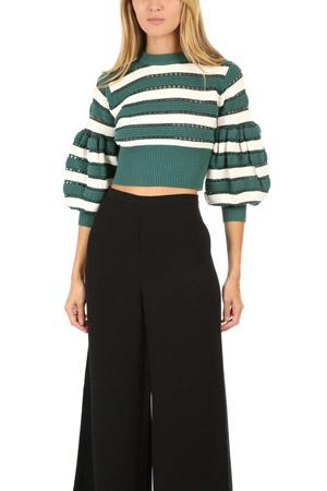 Self-portrait Striped Balloon Sleeve Cropped Sweater