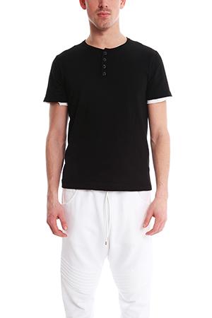 Pierre Balmain Double Face Henley Tee