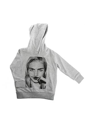 Little Eleven Paris Grey Cara Delevingne Pullover Hoody