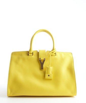 Saint Laurent Sunflower Yellow Leather Logo Clasp Top Handle Bag