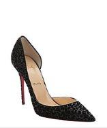 Christian Louboutin Black Glitter Flocked Leopard 'iriza 100' Pumps