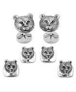 Ox And Bull Trading Co. Sterling Bear Head Stud Set