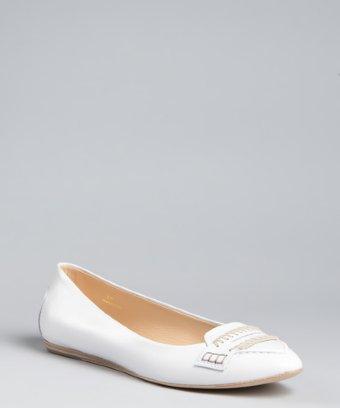Tod's White Leather 'ballerina' Whipstitch Flats