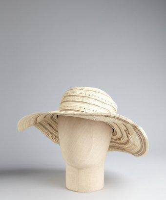 Grace Hats Khaki And Grey Stripe Straw 'poolside' Sun Hat