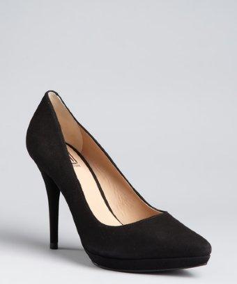 Pour La Victoire Black Suede 'daina' Pointed Toe Platform Pumps