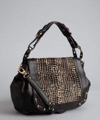 Rebecca Minkoff Black Calf Hair And Leather 'moonstruck' Saddle Bag