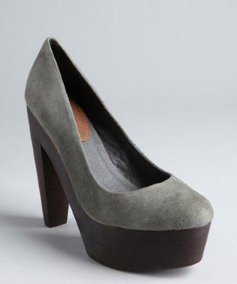 Madison Harding Grey Suede 'ray' Platform Pumps