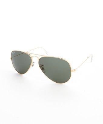 Ray-ban Gold And Green Mirror Metal Aviator Sunglasses