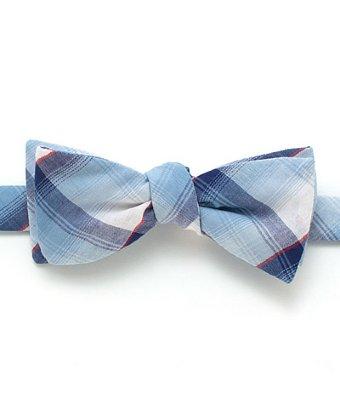 General Knot & Co. 1950s White Grass Ranch Plaid Bow Tie