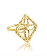 Belcho Textured Four Leaf Flower Square Ring