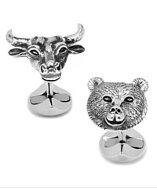 Ox And Bull Trading Co. Sterling Bull And Bear Head Cufflinks