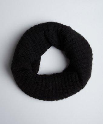 Portolano Black Ribbed Cashmere Snood