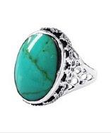 Aeravida Gracious Oval Gemstone.925 Sterling Silver Ornated Ring