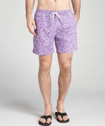 Trunks Lotus Blossom Purple 'sam O' Volley' Elastic Waist Tie Front Boardshorts