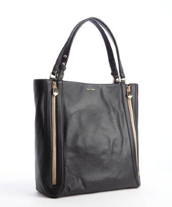 Pour La Victoire Black Leather 'nouveau' Zipper Trim Tote