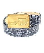 Apolinar Grey Embossed Croc Leather Gold Apoli Plaque Buckle