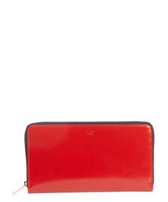 Celine Bright Red Smooth Leather Zip Around Continental Wallet