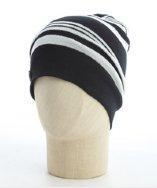 Vince Camuto Black And White Striped Fine Gauge Knit Reversible Beanie