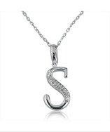 Amanda Rose Collection Diamond Initial S Pendant In Sterling Silver