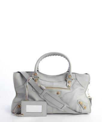 Balenciaga Stone Grey Distressed Lambskin Leather Large 'giant Work' Satchel Bag